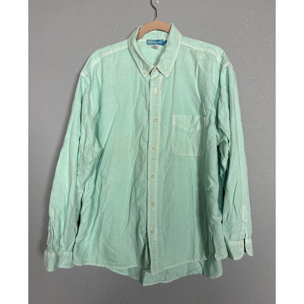 Fresh Produce Mens Button-Down Long Sleeve 100% Cotton Shirt XL Pocket Green